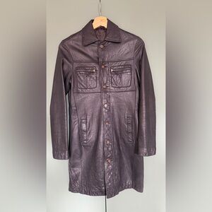 Vintage Earl Jean leather navy coat size XS